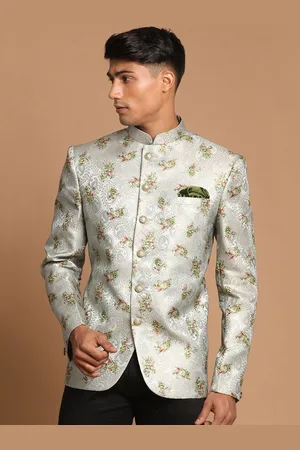 Vastramay Men Green Self-Design Jodhpuri Blazer