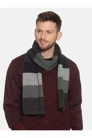 513 Clothing Men Grey Woven Design Mufflers