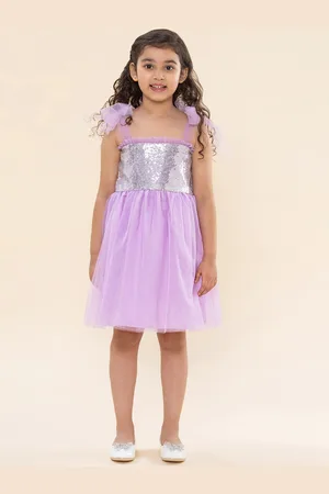 A.T.U.N. A T U N Girl Lavender Embellished Net Dress