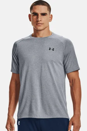 Under Armour Men Grey UA Tech 2.0 SS Brand Logo Printed Loose Training T-shirt