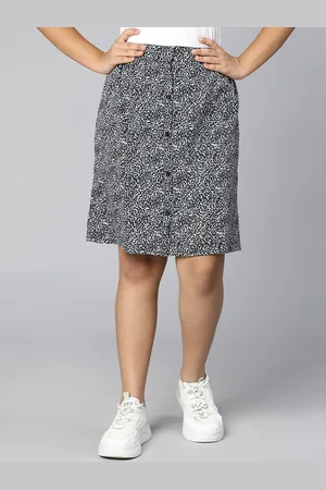 Oxolloxo Girls Black Printed A-Line Above Knee Length Skirts