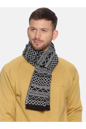 513 Clothing Men Beige & Red Woven Design Mufflers