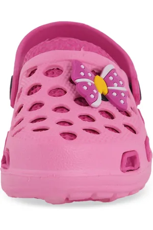 Yellow bee Girls Pink Bow Patch Clogs
