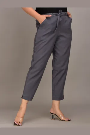 IQRAAR Women Grey Slim Fit Trousers