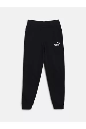 PUMA Boys Black Solid Ess Logo Slim-Fit Sustainable Joggers