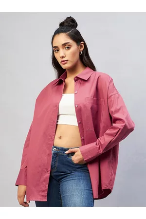 Chimpaaanzee Women Red Oversized Casual Shirt