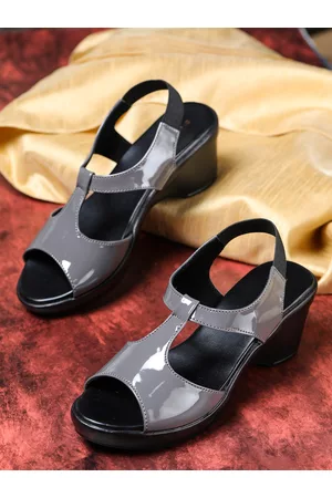 SHEZONE Grey Block Peep Toes