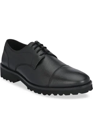 Delize Men Black Solid Leather Formal Oxfords