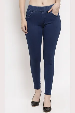 Prag & Co Women Blue Solid Stretchable Skinny Fit Jeggings