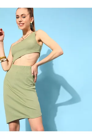 STREET 9 Green Cut-Outs Bodycon Dress