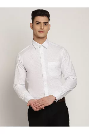 CANTABIL Men White Printed Formal Shirt