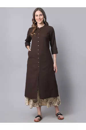 Pistaa Women Brown Kurta with Palazzos