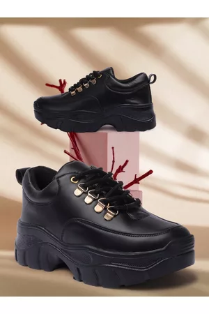 Vendoz Women Black Chunky Sneakers