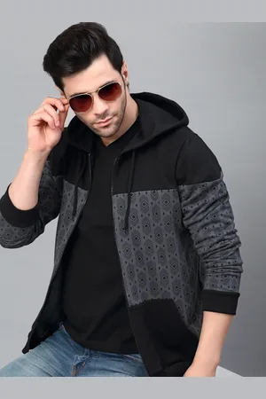 Rigo Men Grey Colourblocked Fleece Lightweight Longline Outdoor Open Front Jacket