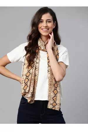Mast & Harbour Women Yellow & Black Snakeskin Printed Stole