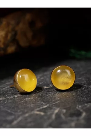 Berserk Gold-Plated & Yellow Classic Onyx Studs Earrings