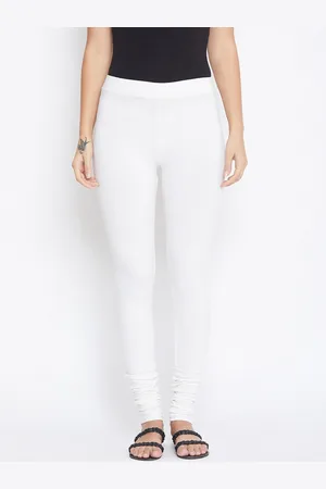 ALIZA Women White Solid Cotton Churidar-Length Leggings