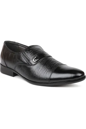 Inc 5 Men Black Solid Leather Formal Loafers Slip-Ons
