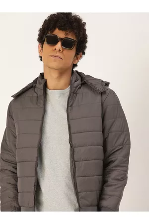 Buy Men Black Hooded Puffer Jacket Online