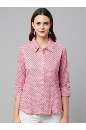 Divena World Women Pink Comfort Floral Printed Casual Shirt
