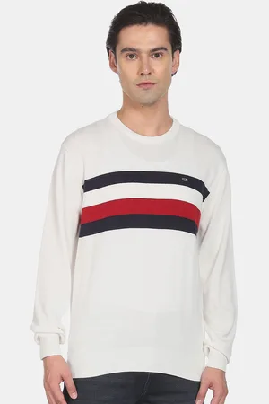 Arrow Men Striped Long Sleeves Cotton Pullover