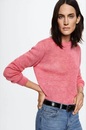 MANGO Women Pink Round Neck Knitted Pullover