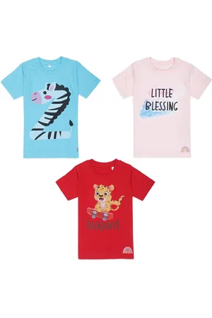 Tossido Kids Red & Blue Pack of 3 Printed T-shirt