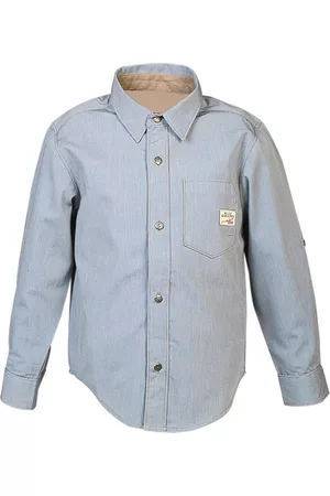 Blue Giraffe Boys Blue Solid Casual Shirt