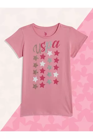 Ralph Lauren Girls Pink Brand Logo Printed Pure Cotton T-shirt