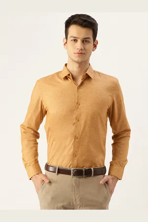 SOJANYA Men Mustard Yellow Classic Fit Solid Formal Shirt