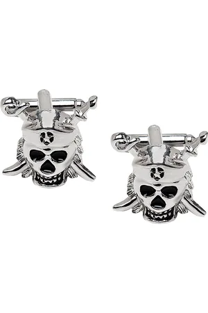 Bodha Silver-Plated Pirate Skull Skeleton Cufflink
