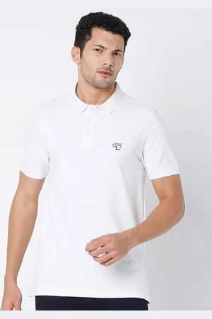 SPYKAR Men White Polo Collar Cotton Slim Fit T-shirt