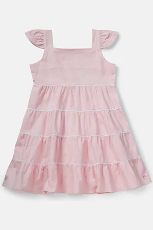 Gini and Jony Girls Peach-Coloured A-Line Dress