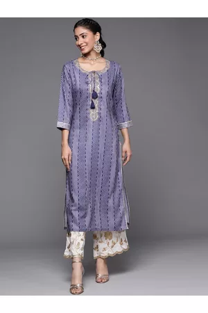 Varanga Women Blue & White Bandhani Printed Kurta