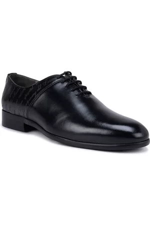 ROSSO BRUNELLO Men Black Textured Formal Shoes