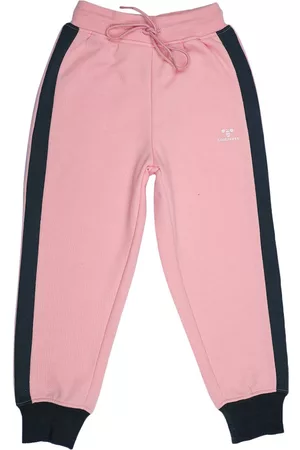 Girls Solid Baby Pink Side Stripe Track Pants