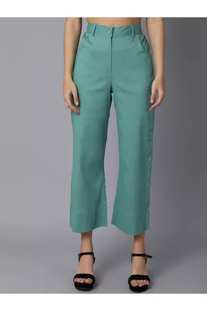 Women Turquoise Blue Trousers - Buy Women Turquoise Blue Trousers online in  India