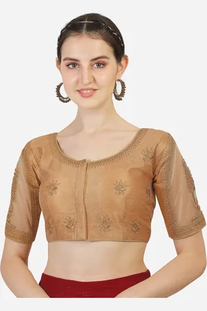 PUJIA MILLS Women Gold Embroidered Saree Blouse