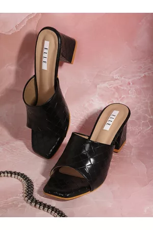 Elle Women Black Block Mules