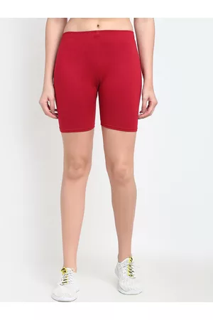 GRACIT Women Maroon Four Way Super Combed Lycra Cycling Shorts