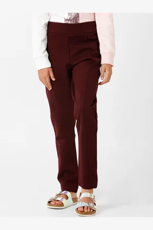 KATE & OSCAR Girls Maroon Solid Trousers