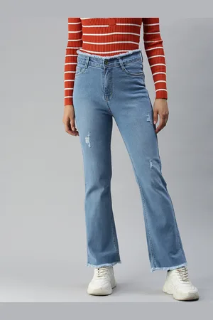 SHOWOFF Women Blue Relaxed Fit High-Rise Mildly Distressed Light Fade Stretchable Jeans