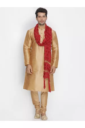 Vastramay Men Rose Gold Kurta with Pyjamas & With Dupatta