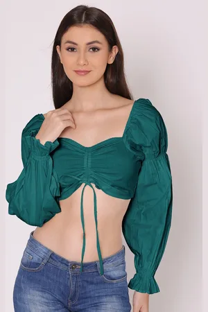 HERE&NOW Teal Green Sweetheart Neck Bralette Crop Top
