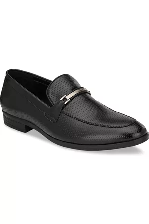 San Frissco Men Black Perforations Leather Mid-Top Slip-On Sneakers