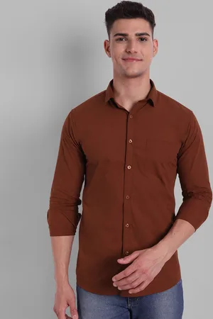 Majestic Men Rust Slim Fit Casual Shirt