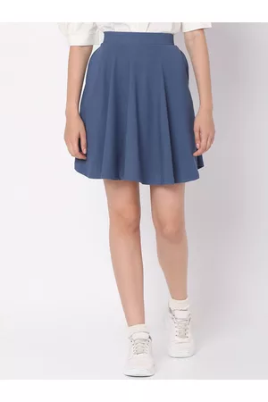 Smarty Pants Women Blue Solid Skater Skirts
