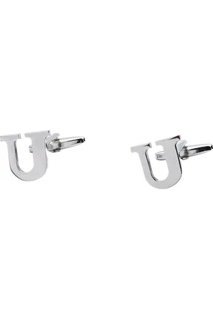 The Tie Hub Men Silver-Toned Alphabet U Cufflink