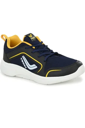 Yuuki Men Navy Blue Woven Design Running Shoes