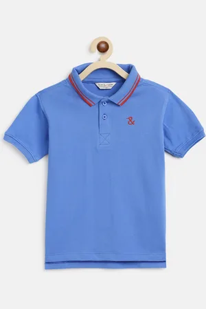 TALES & STORIES Boys Blue Polo Collar Cotton T-shirt